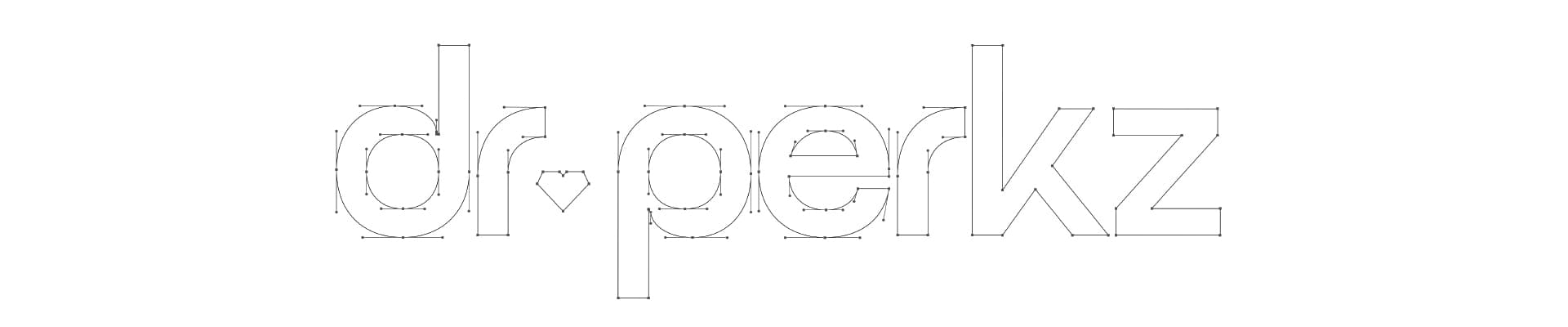 The Dr.Perkz wordmark shown as vector outlines with anchor points visible on every letter