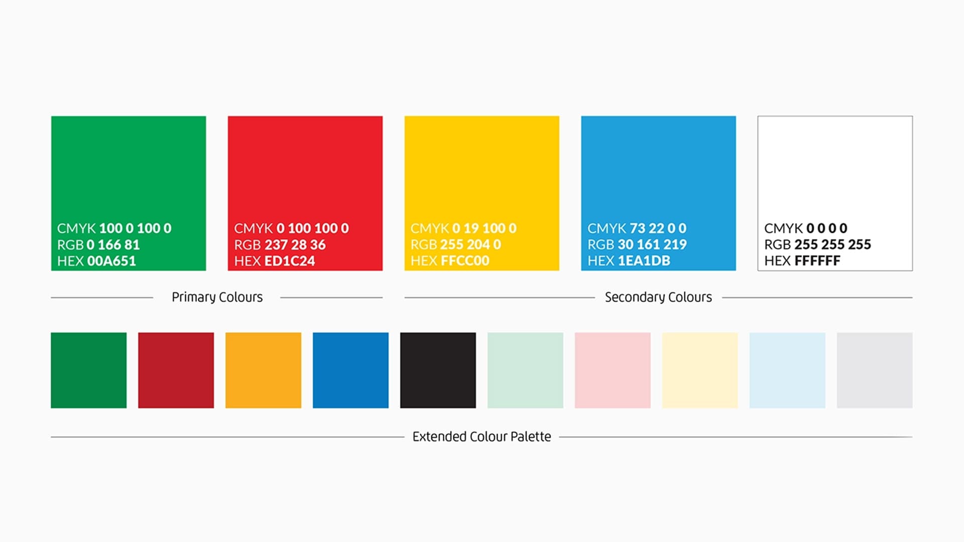 Colour palette spread from the LuLu promotion guidelines, mapping each promotion type to its own colour