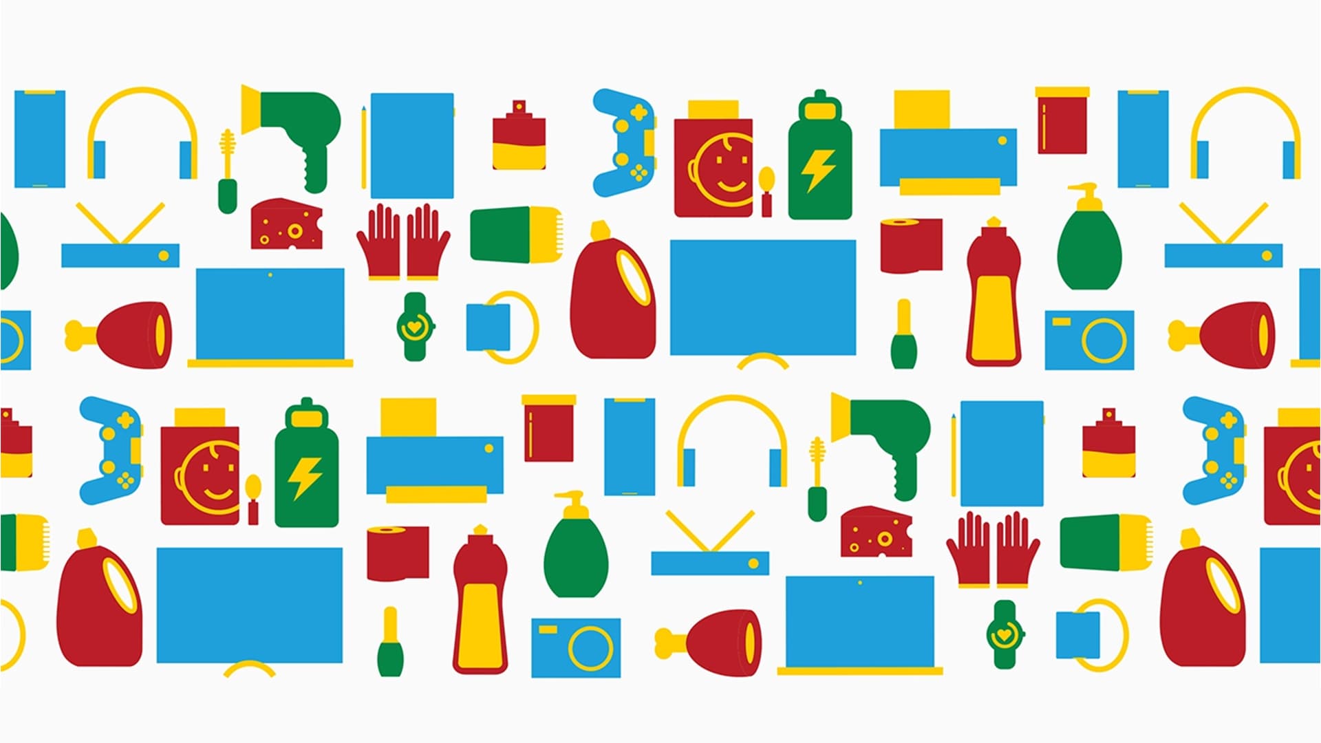 Icon set spread with category and offer icons used across promotions